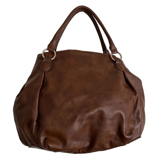 Aldo Women's Pebbled PVC Satchel Hobo Crossbody Bag Large Brown - Picture 2 of 7